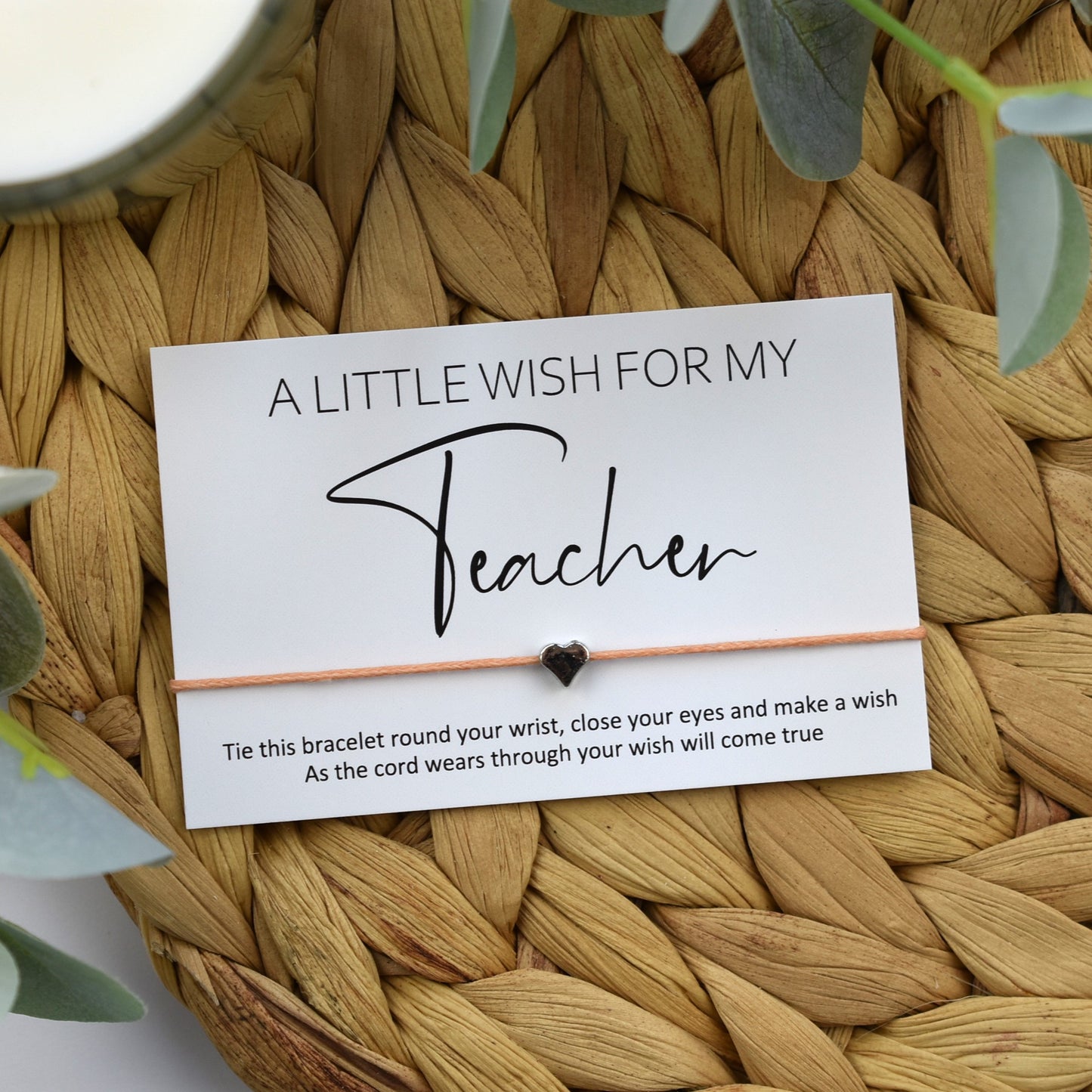 A Little Wish For My Teacher Wish Bracelet | Heart Charm