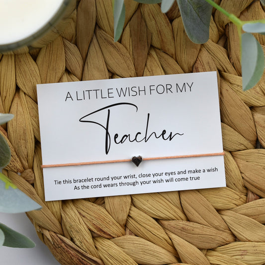 CLEARANCE - A Little Wish For My Teacher Wish Bracelet | Heart Charm