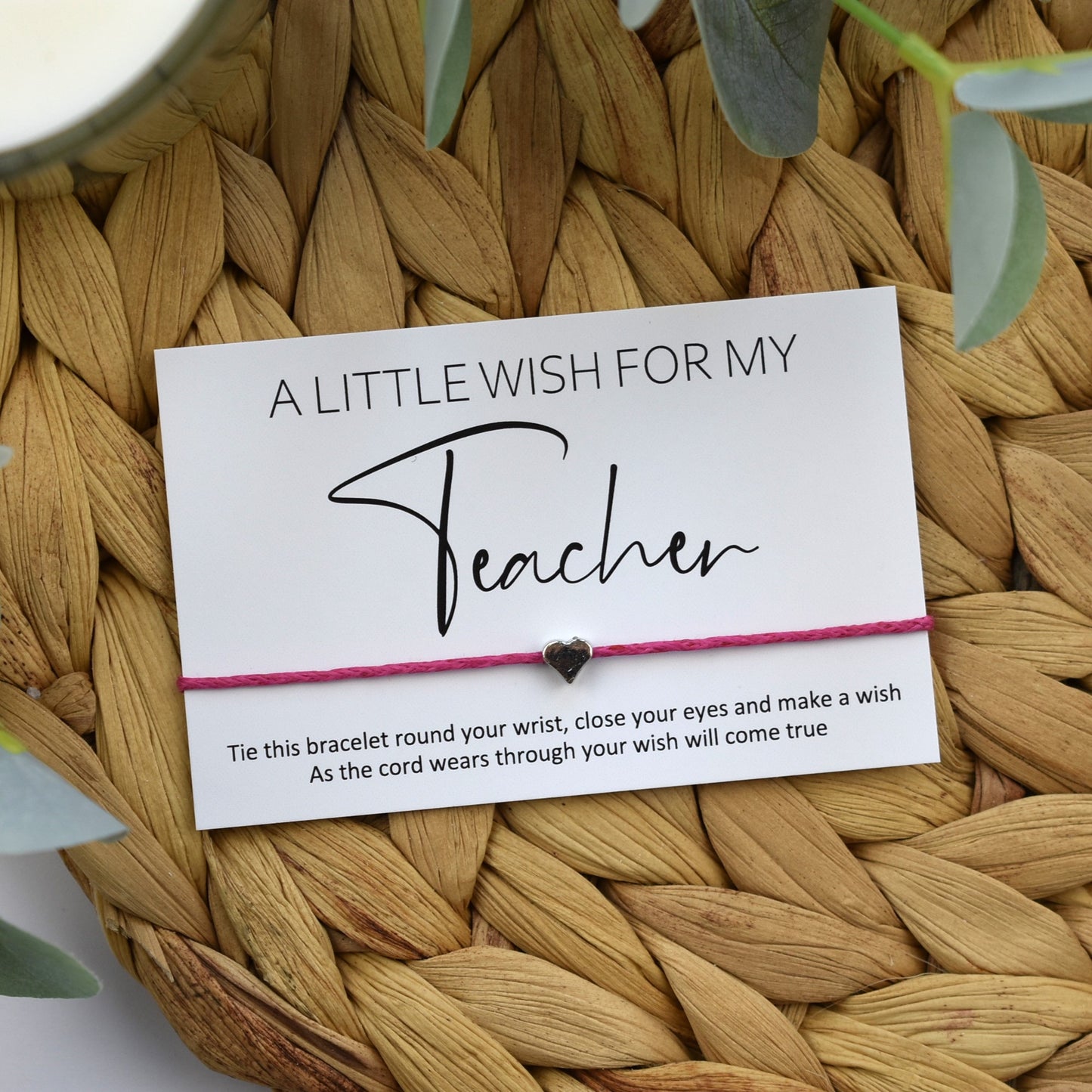 A Little Wish For My Teacher Wish Bracelet | Heart Charm