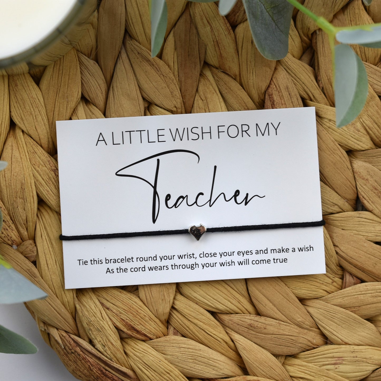 A Little Wish For My Teacher Wish Bracelet | Heart Charm