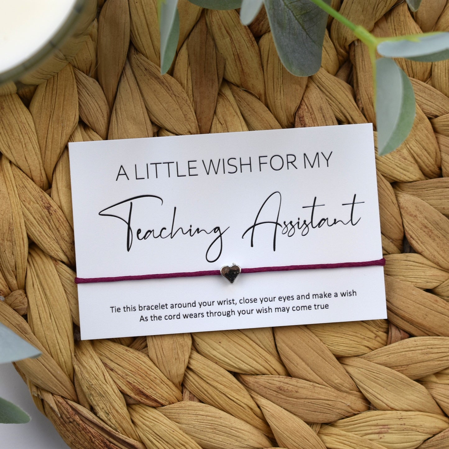 A Little Wish For My Teaching Assistant Wish Bracelet | Heart Charm