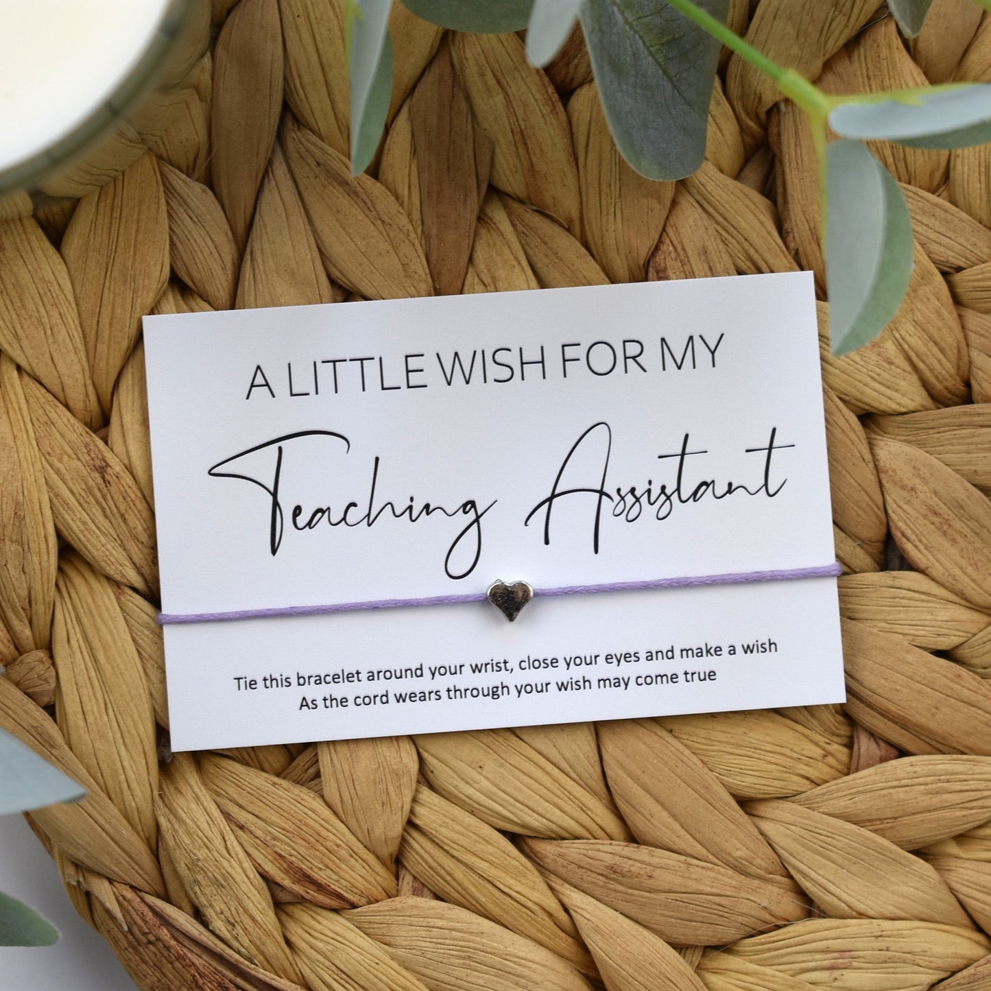 A Little Wish For My Teaching Assistant Wish Bracelet | Heart Charm