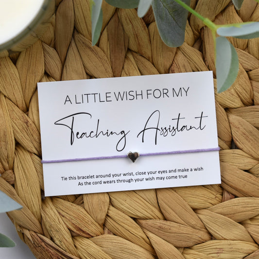 CLEARANCE - A Little Wish For My Teaching Assistant Wish Bracelet | Heart Charm