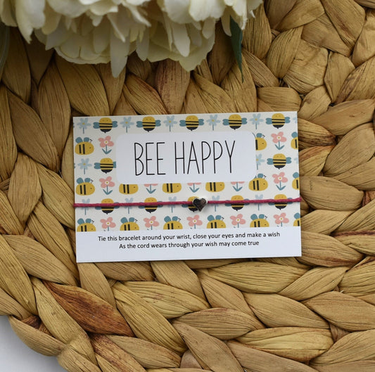 CLEARANCE - Bee Happy Wish Bracelet | Heart Charm