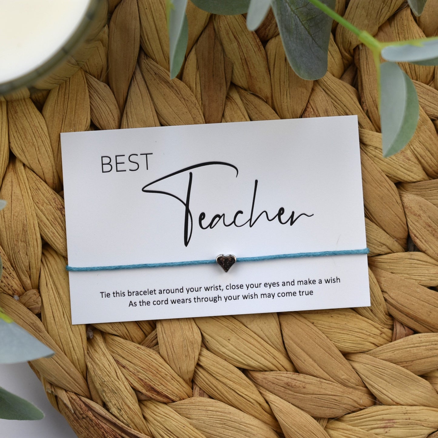 Best Teacher Wish Bracelet | Heart Charm