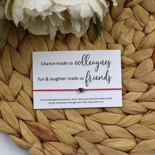 CLEARANCE - Chance Made Us Colleagues Fun & Laughter Made Us Friends Wish Bracelet - Heart Charm