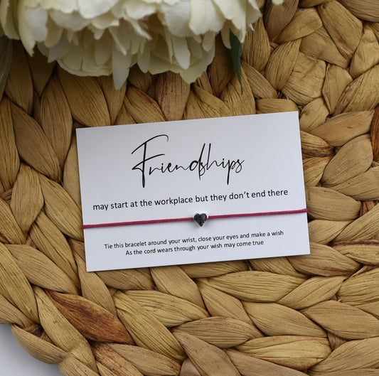 CLEARANCE - Friendships May Start At The Workplace But They Don't End There Wish Bracelet | Heart Charm