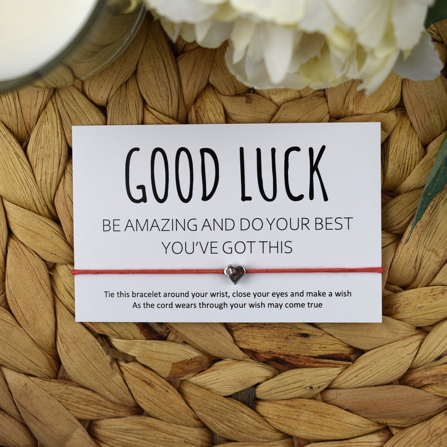 Good Luck Be Amazing Do Your Best You've Got This Wish Bracelet | Heart Charm