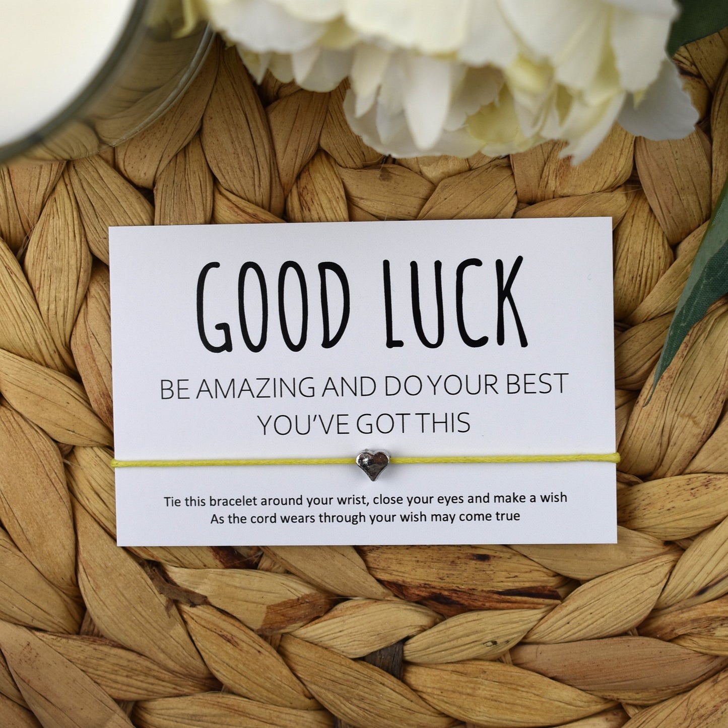 Good Luck Be Amazing Do Your Best You've Got This Wish Bracelet | Heart Charm