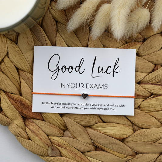 CLEARANCE - Good Luck In Your Exams Wish Bracelet | Heart Charm