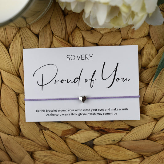 CLEARANCE - So Very Proud Of You Wish Bracelet | Heart Charm