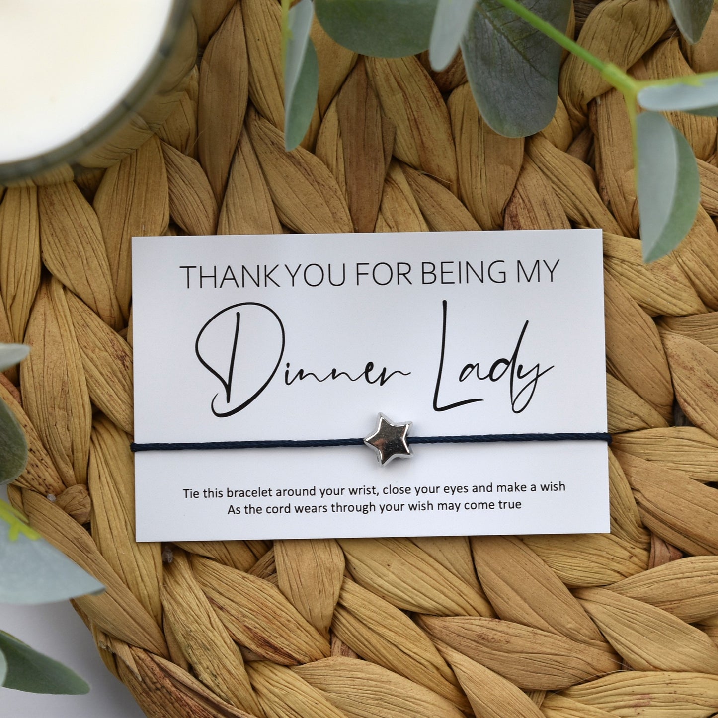 Thank You For Being My Dinner Lady Wish Bracelet