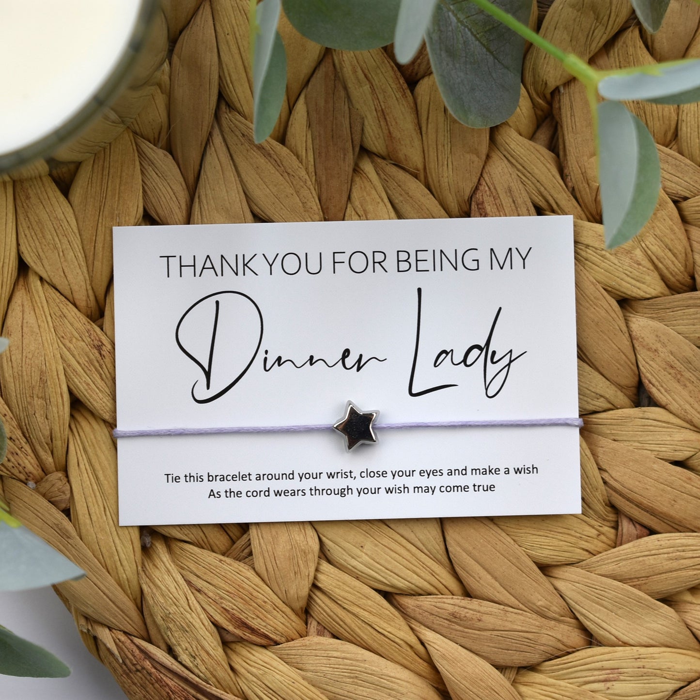Thank You For Being My Dinner Lady Wish Bracelet
