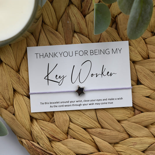 CLEARANCE - Thank You For Being My Key Worker Wish Bracelet