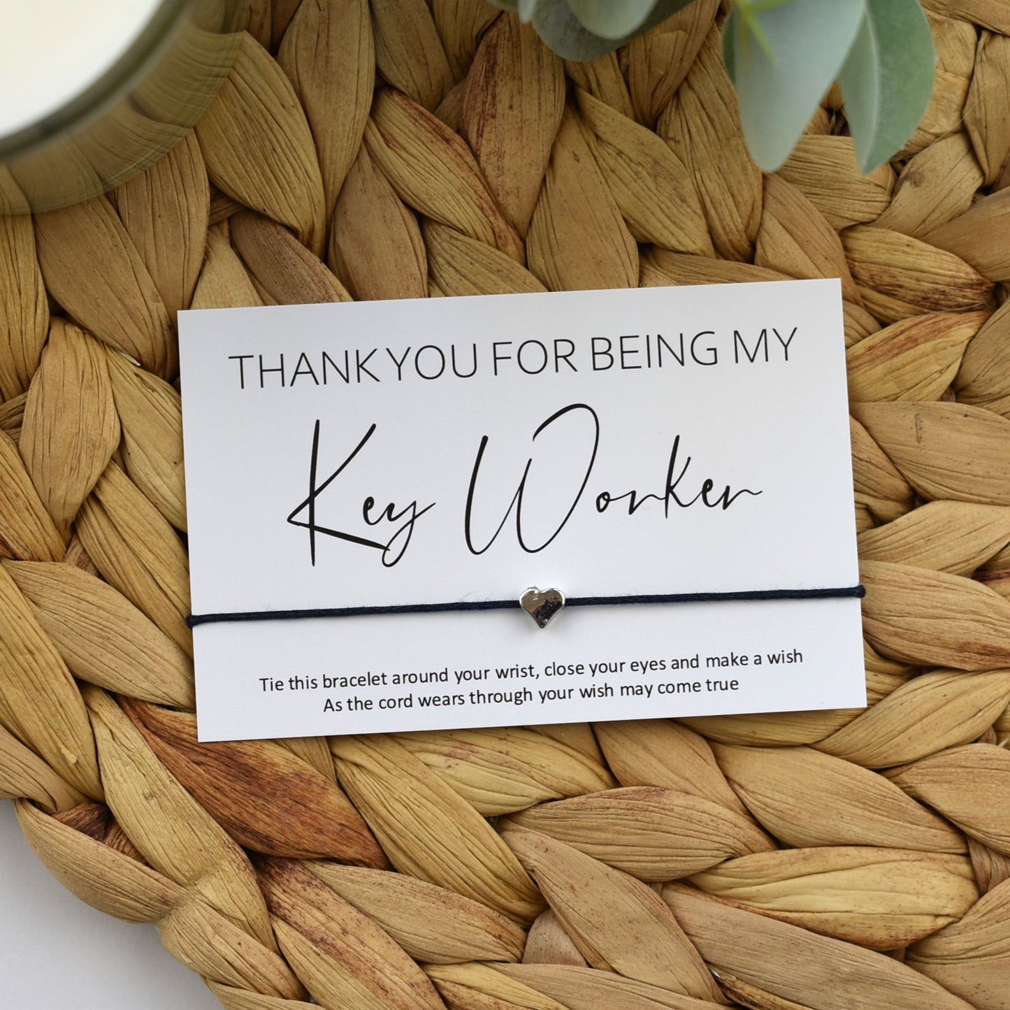 Thank You For Being My Key Worker Wish Bracelet | Heart Charm