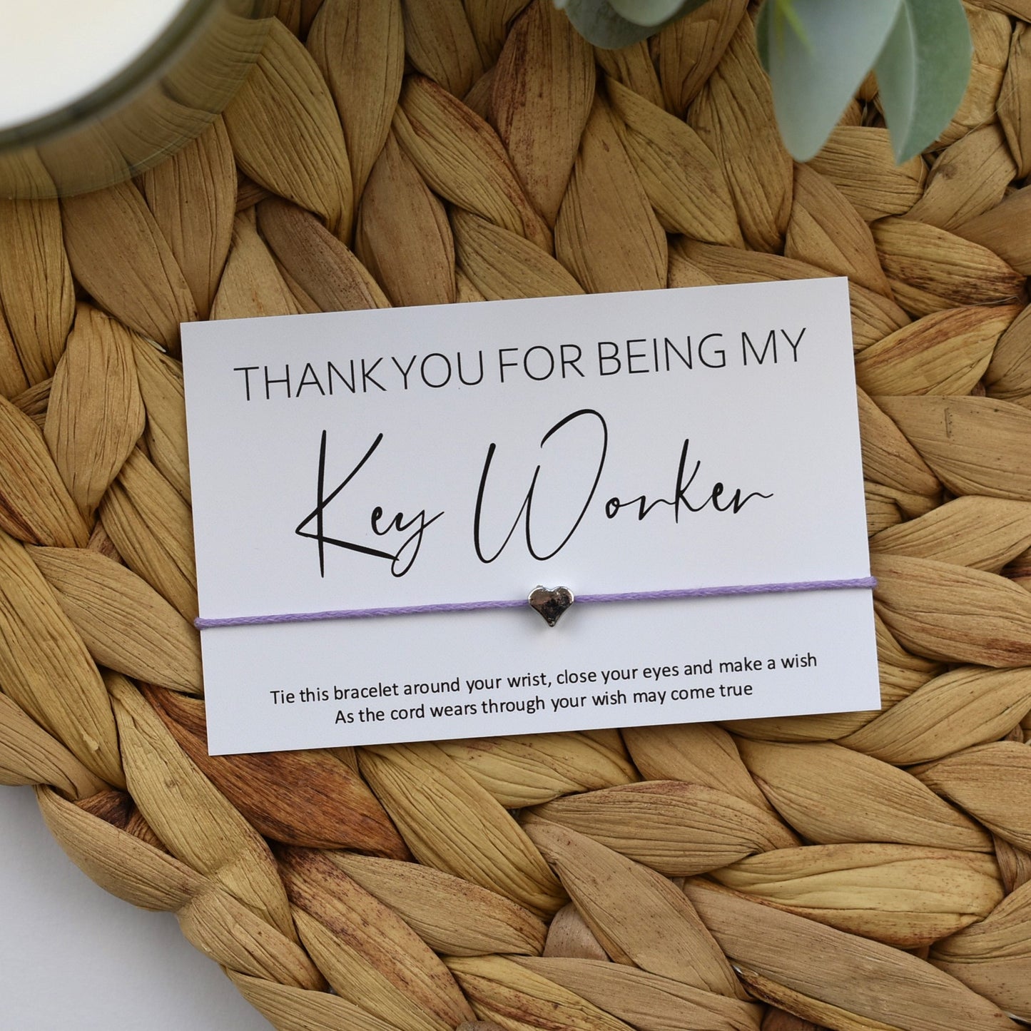 Thank You For Being My Key Worker Wish Bracelet | Heart Charm