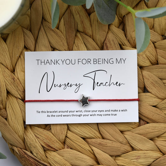 CLEARANCE - Thank You For Being My Nursery Teacher Wish Bracelet