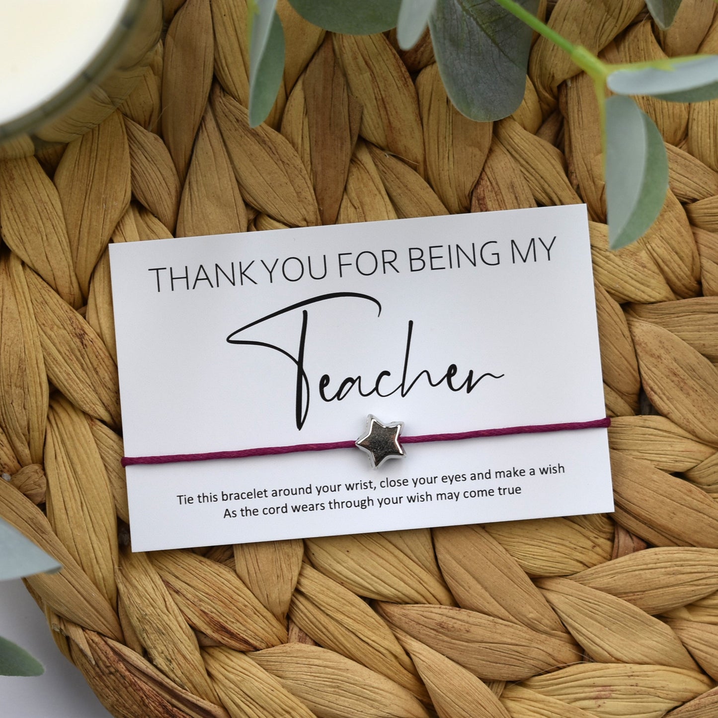 Thank You For Being My Teacher Wish Bracelet
