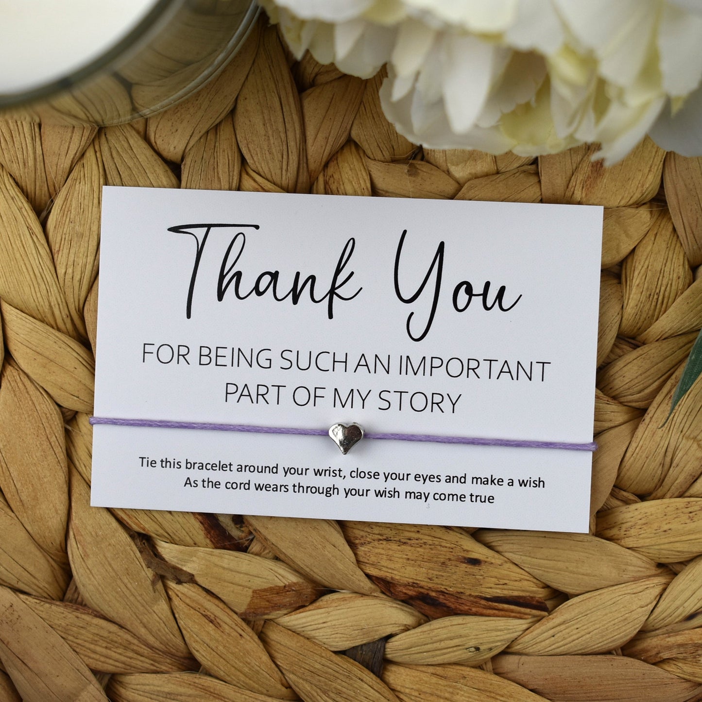 Thank You For Being Such An Important Part Of My Story Wish Bracelet | Heart Charm