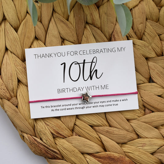 CLEARANCE - Thank You For Celebrating My 10th Birthday With Me Wish Bracelet