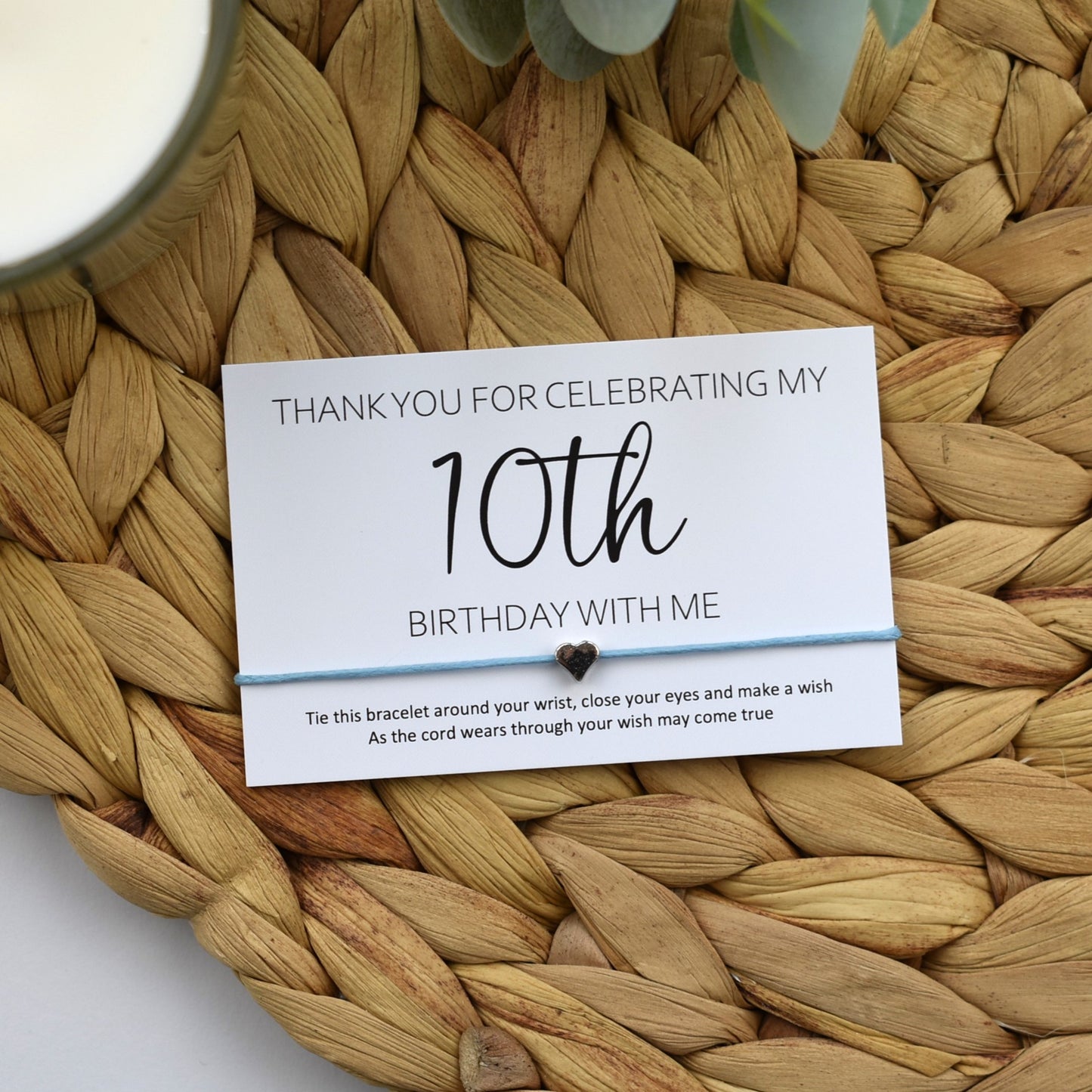 Thank You For Celebrating My 10th Birthday With Me Wish Bracelet | Heart Charm