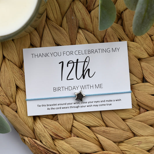 CLEARANCE - Thank You For Celebrating My 12th Birthday With Me Wish Bracelet