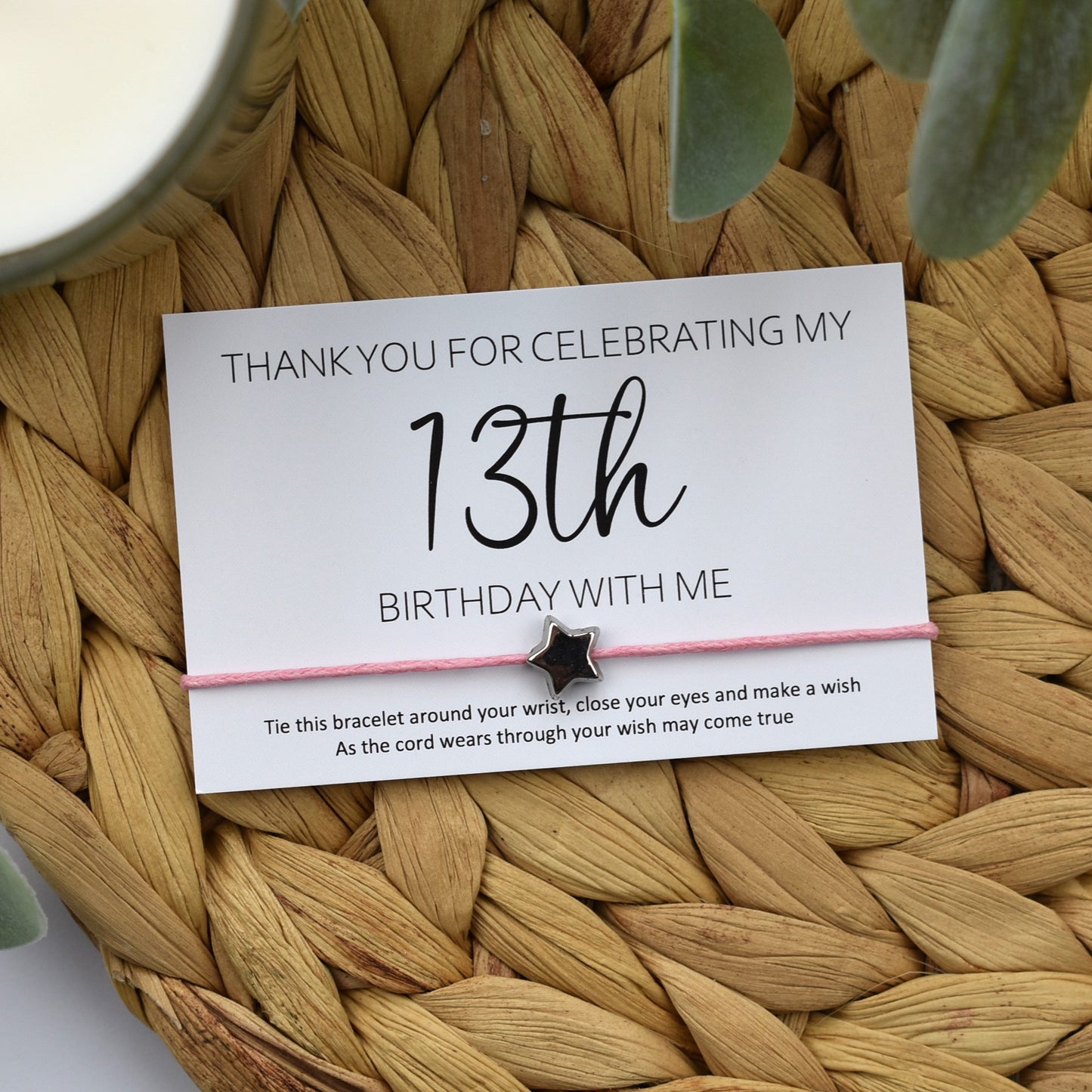 Thank You For Celebrating My 13th Birthday With Me Wish Bracelet