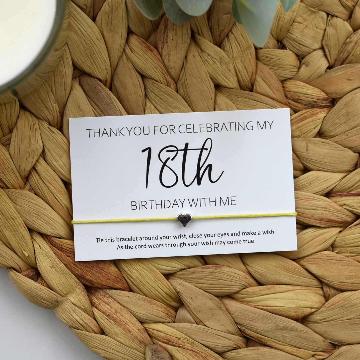 Thank You For Celebrating My 18th Birthday With Me Wish Bracelet | Heart Charm