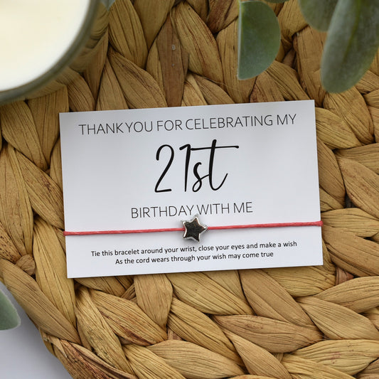 CLEARANCE - Thank You For Celebrating My 21st Birthday With Me Wish Bracelet