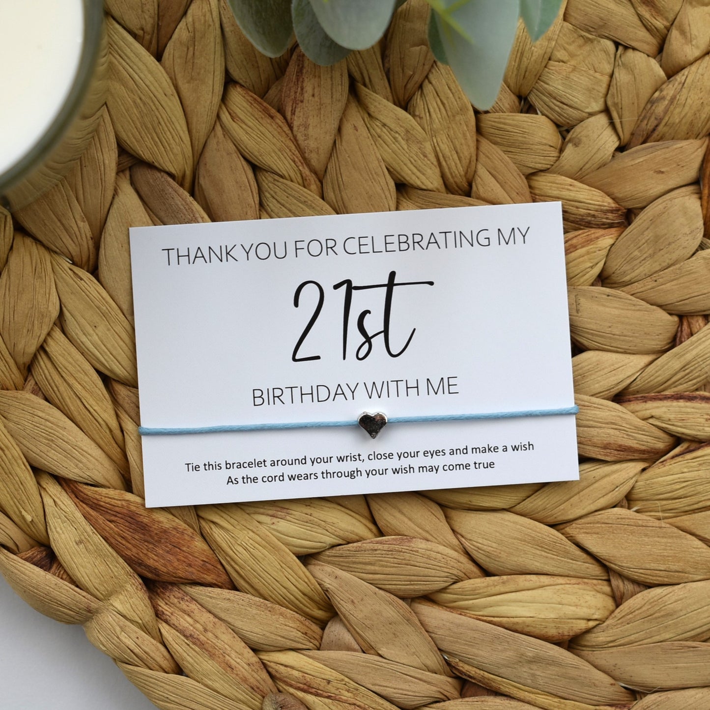 Thank You For Celebrating My 21st Birthday With Me Wish Bracelet | Heart Charm