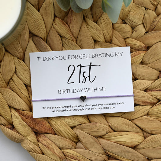 CLEARANCE - Thank You For Celebrating My 21st Birthday With Me Wish Bracelet | Heart Charm