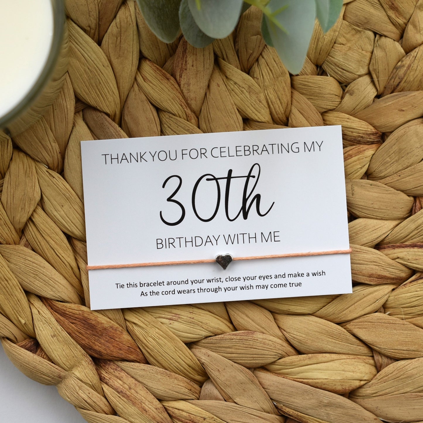 Thank You For Celebrating My 30th Birthday With Me Wish Bracelet | Heart Charm
