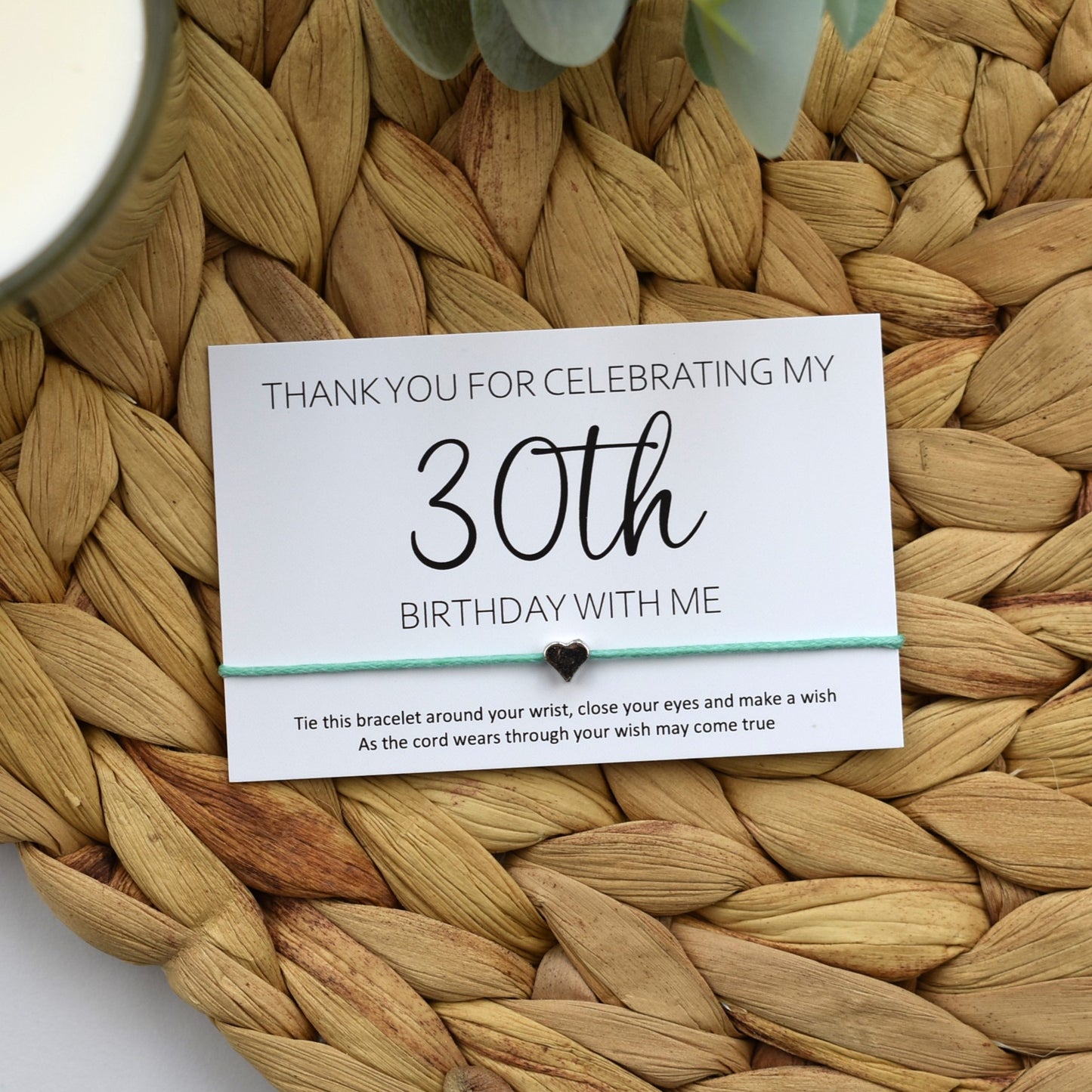 Thank You For Celebrating My 30th Birthday With Me Wish Bracelet | Heart Charm