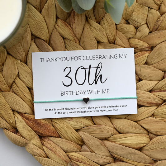 CLEARANCE - Thank You For Celebrating My 30th Birthday With Me Wish Bracelet | Heart Charm