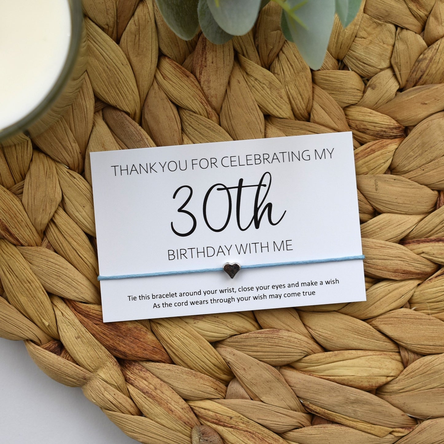 Thank You For Celebrating My 30th Birthday With Me Wish Bracelet | Heart Charm