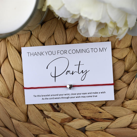 CLEARANCE - Thank You For Coming To My Party Wish Bracelet | Heart Charm