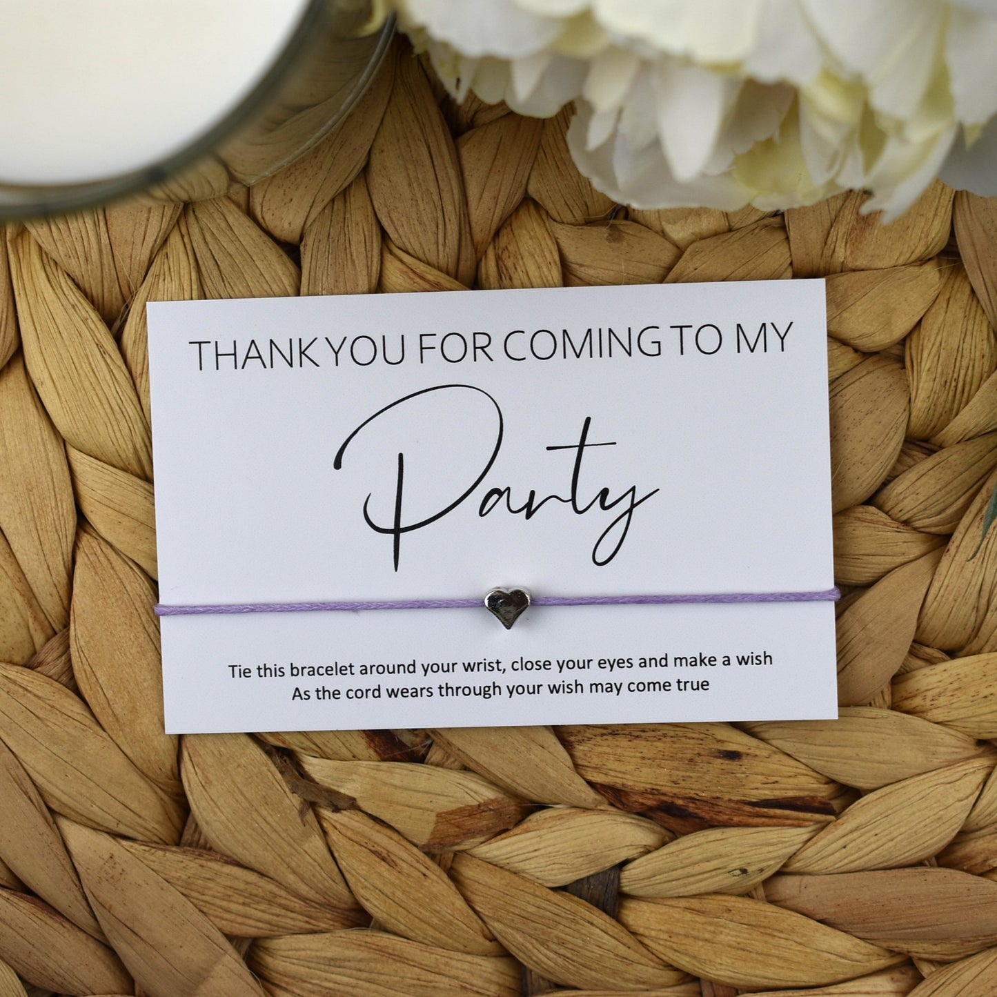Thank You For Coming To My Party Wish Bracelet | Heart Charm