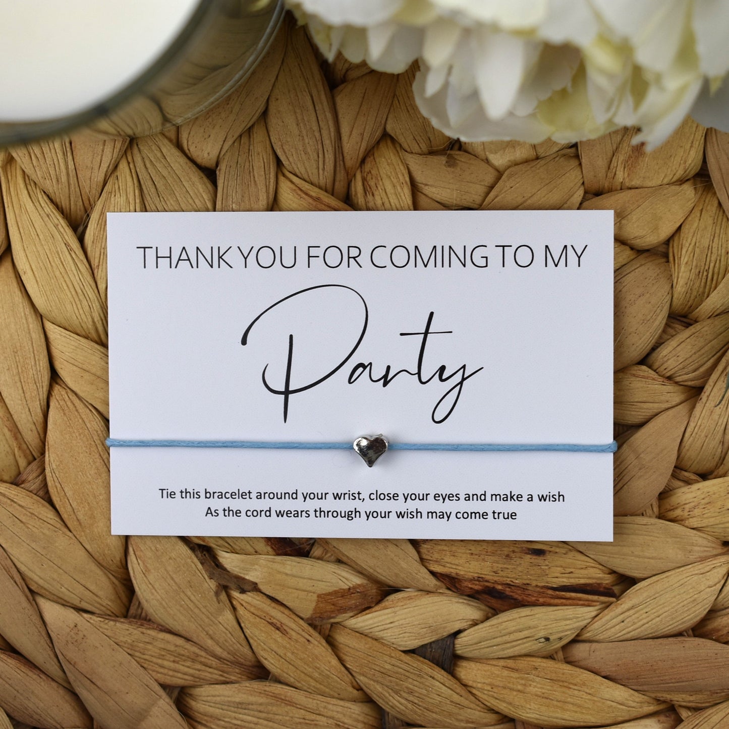 Thank You For Coming To My Party Wish Bracelet | Heart Charm