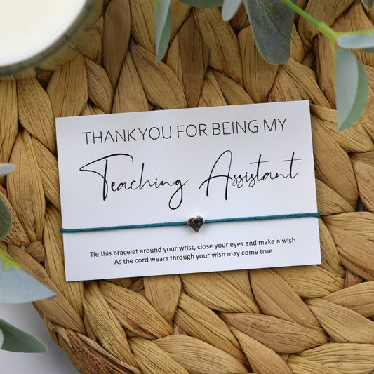 CLEARANCE - Thank You For Being My Teaching Assistant Wish Bracelet | Heart Charm