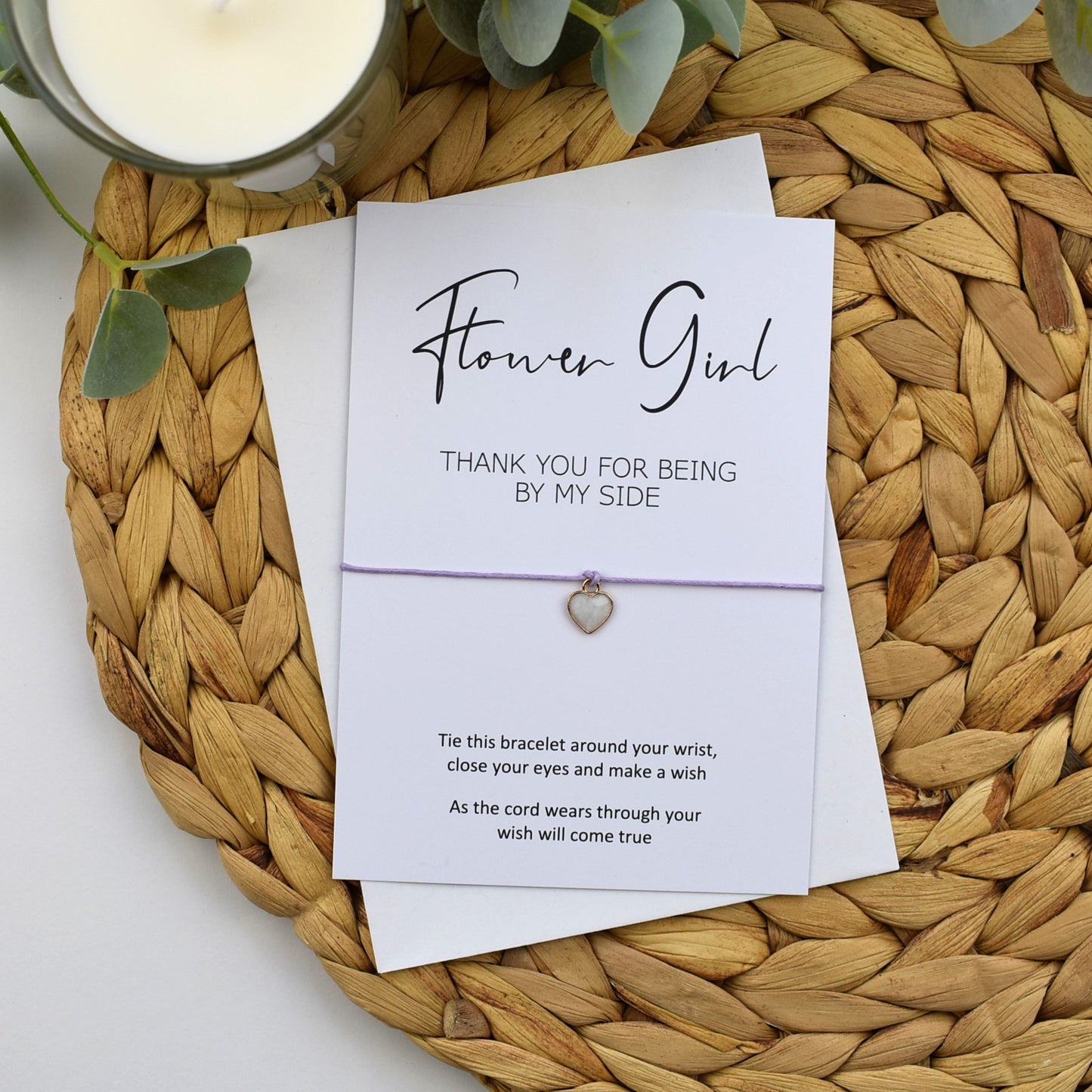 Thank You For Being By My Side Wish Bracelet - Flower Girl | Heart Charm
