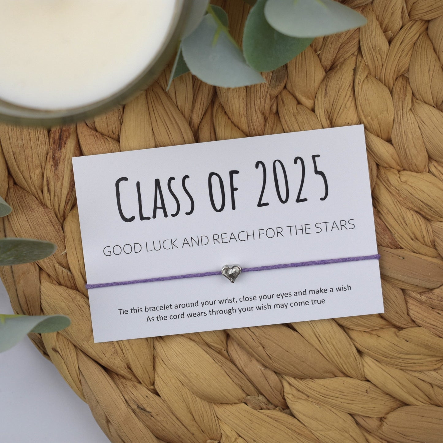 Class of 2025 Good Luck And Reach For The Stars Wish Bracelet | Heart Charm