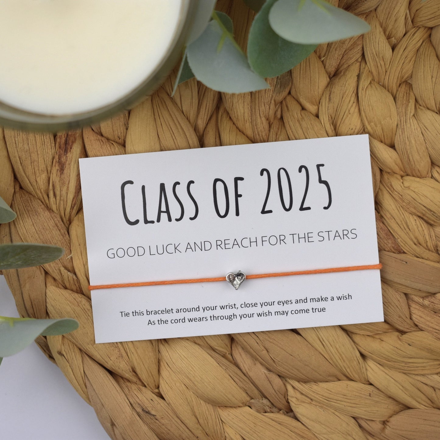 Class of 2025 Good Luck And Reach For The Stars Wish Bracelet | Heart Charm