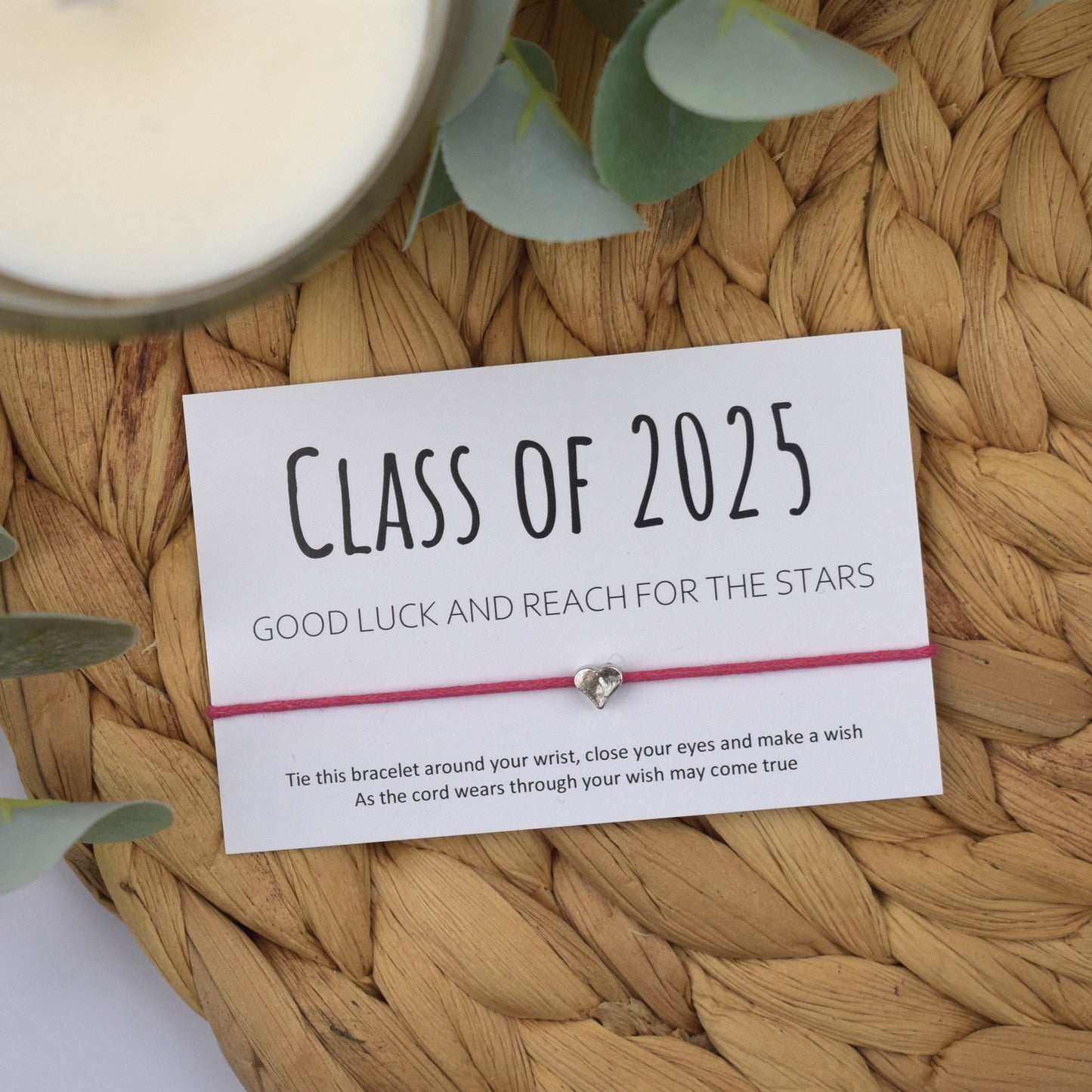 Class of 2025 Good Luck And Reach For The Stars Wish Bracelet | Heart Charm