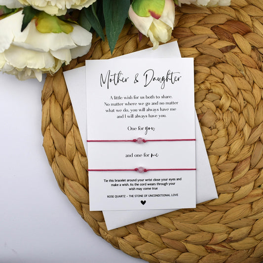 CLEARANCE - Mother and Daughter Rose Quartz Wish Bracelet