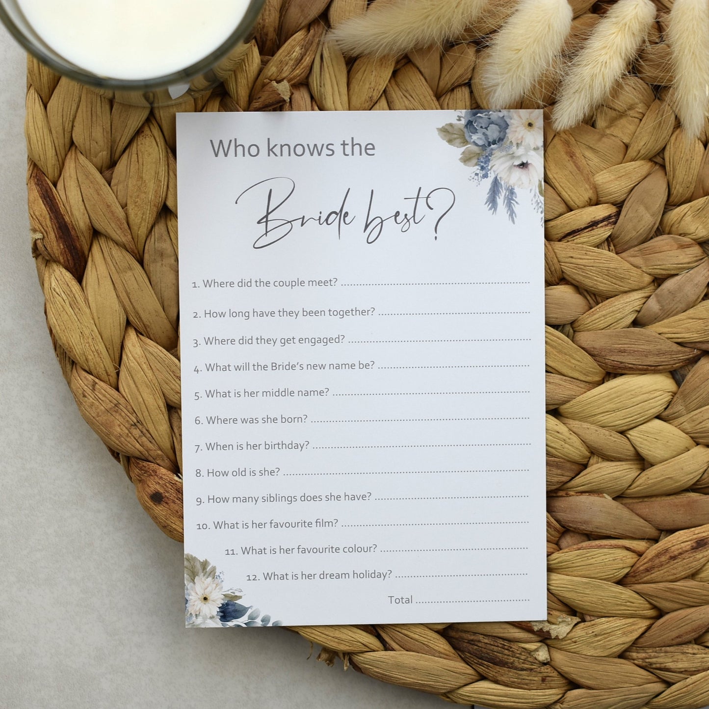 Who Knows The Bride Best - Blue Flowers