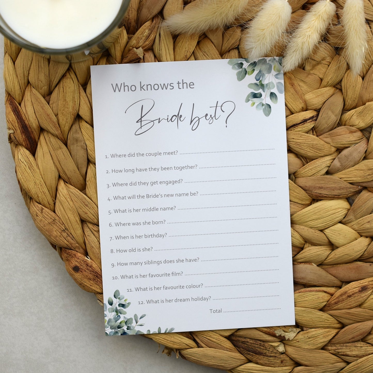 CLEARANCE - Who Knows The Bride Best - Eucalyptus