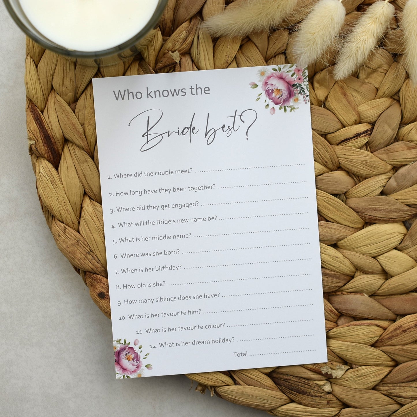 CLEARANCE - Who Knows The Bride Best - Pink Flowers
