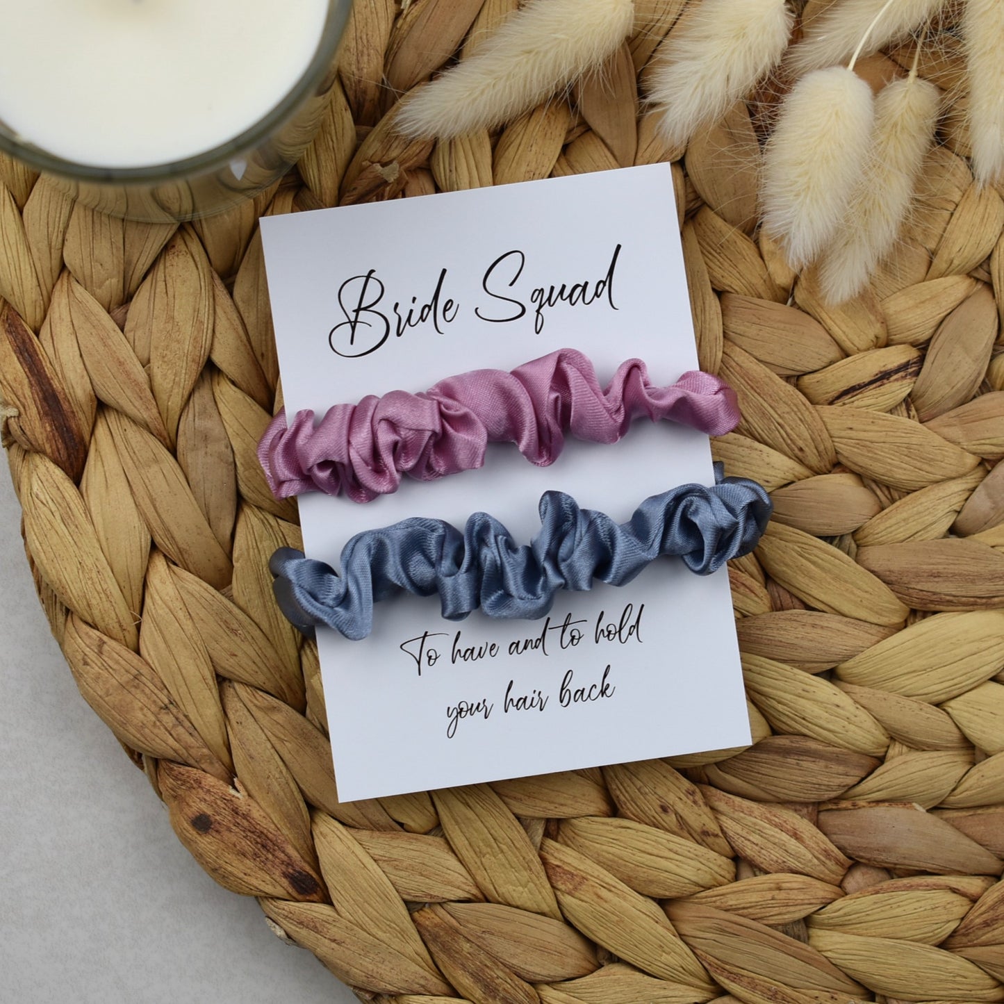 Blush & Silver Wedding Hair Scrunchies