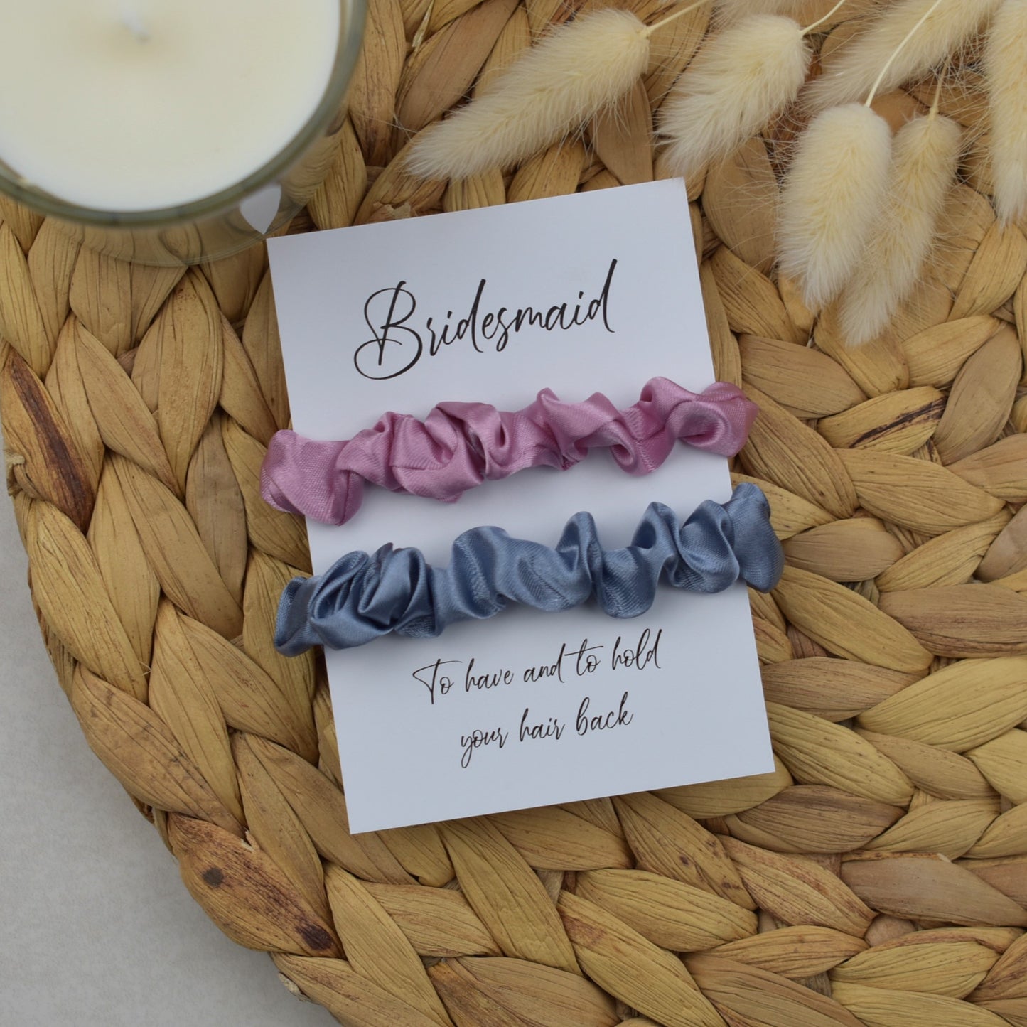 Blush & Silver Wedding Hair Scrunchies