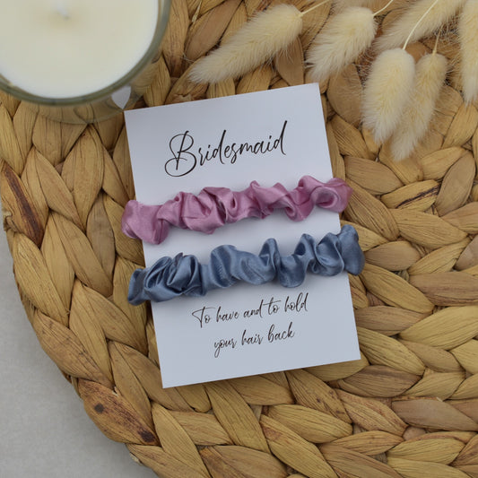 CLEARANCE - Blush & Silver Wedding Hair Scrunchies